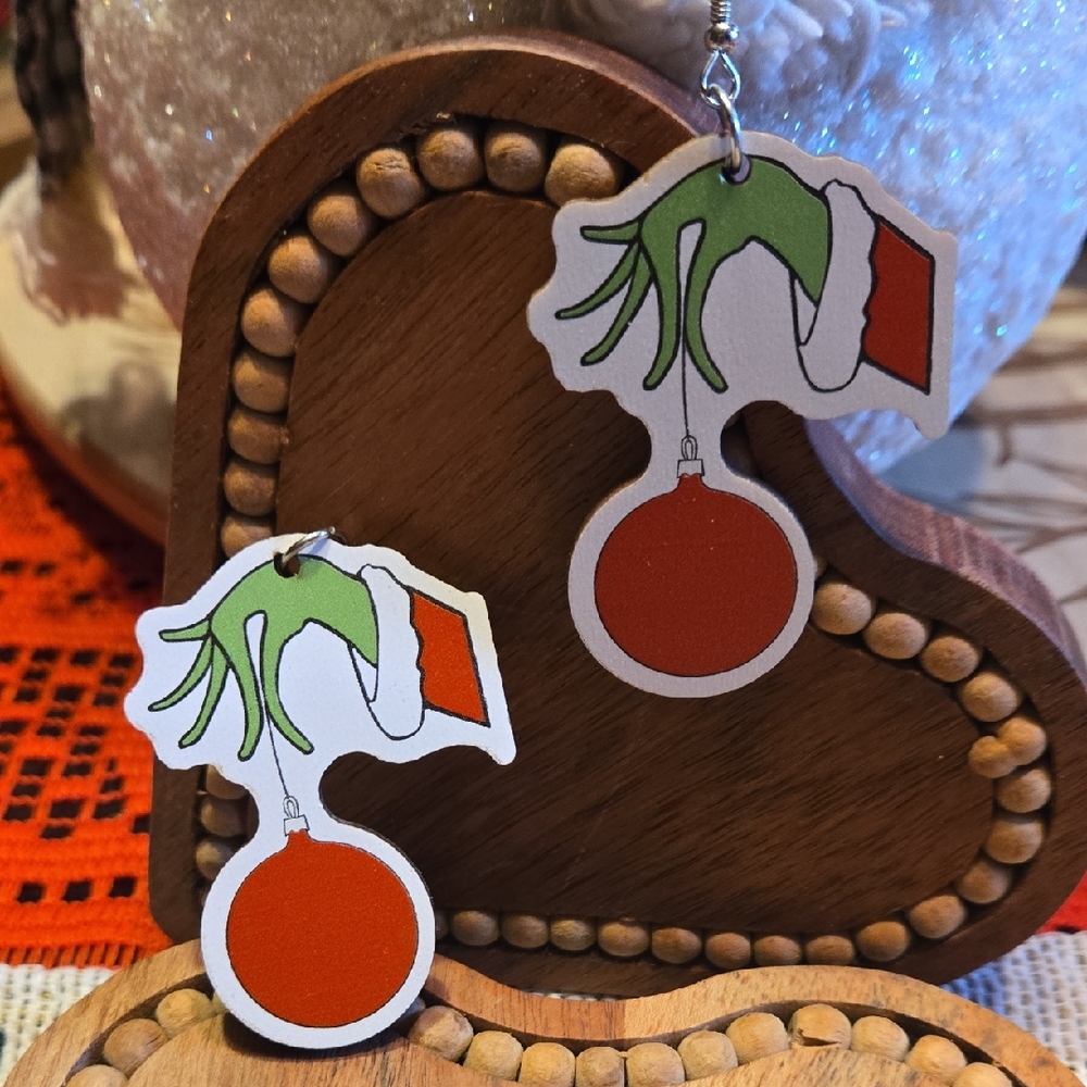 Grinch Festive Green and Red Earrings
